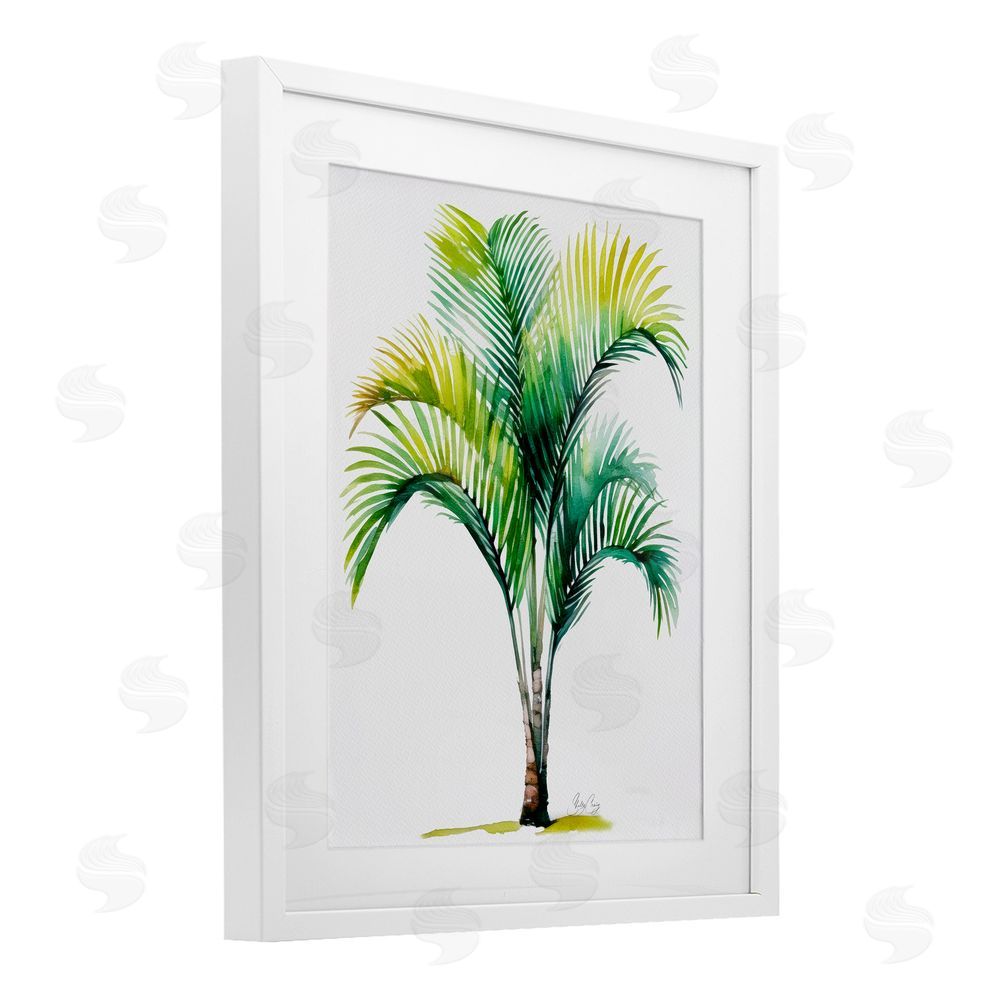 Shelly Craig Coastal Canopy Palm Tree White Framed Print Under Glass Wall Art