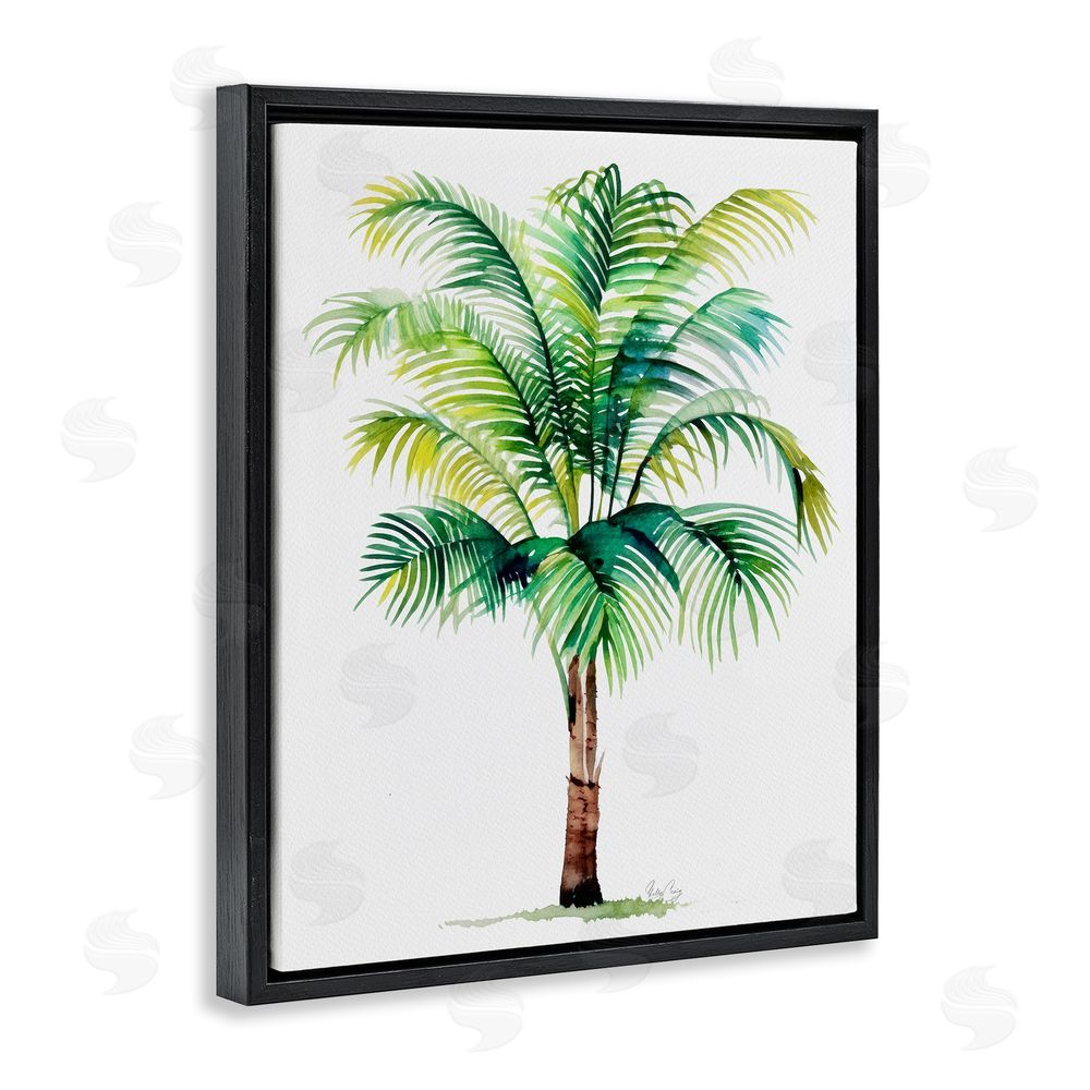 Shelly Craig Breezy Fronds Palm Black Floating Frame Canvas Wall Art Print