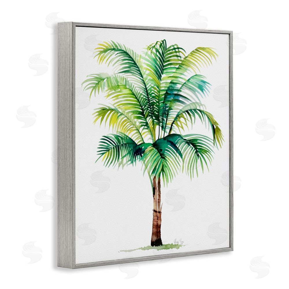 Shelly Craig Breezy Fronds Palm Gray Framed Giclee Wall Art Print