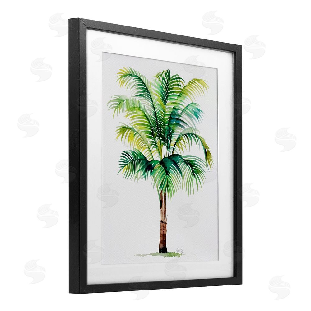 Shelly Craig Breezy Fronds Palm Black Framed Print Under Glass Wall Art