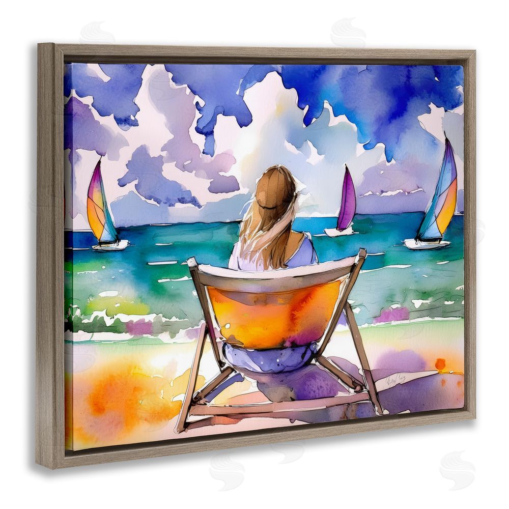 Shelly Craig Front Row to Paradise Brown Floating Frame Canvas Wall Art Print