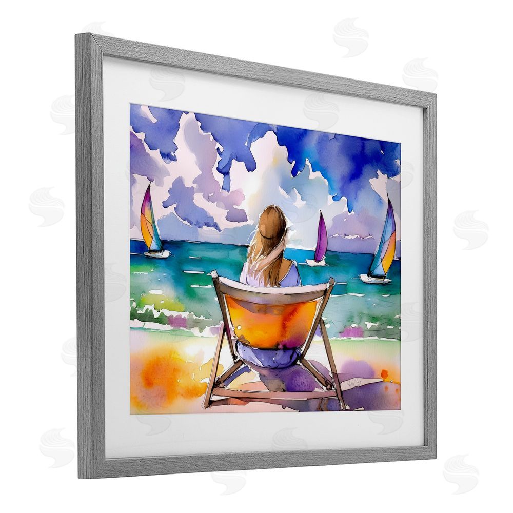 Shelly Craig Front Row to Paradise Gray Framed Print Under Glass Wall Art