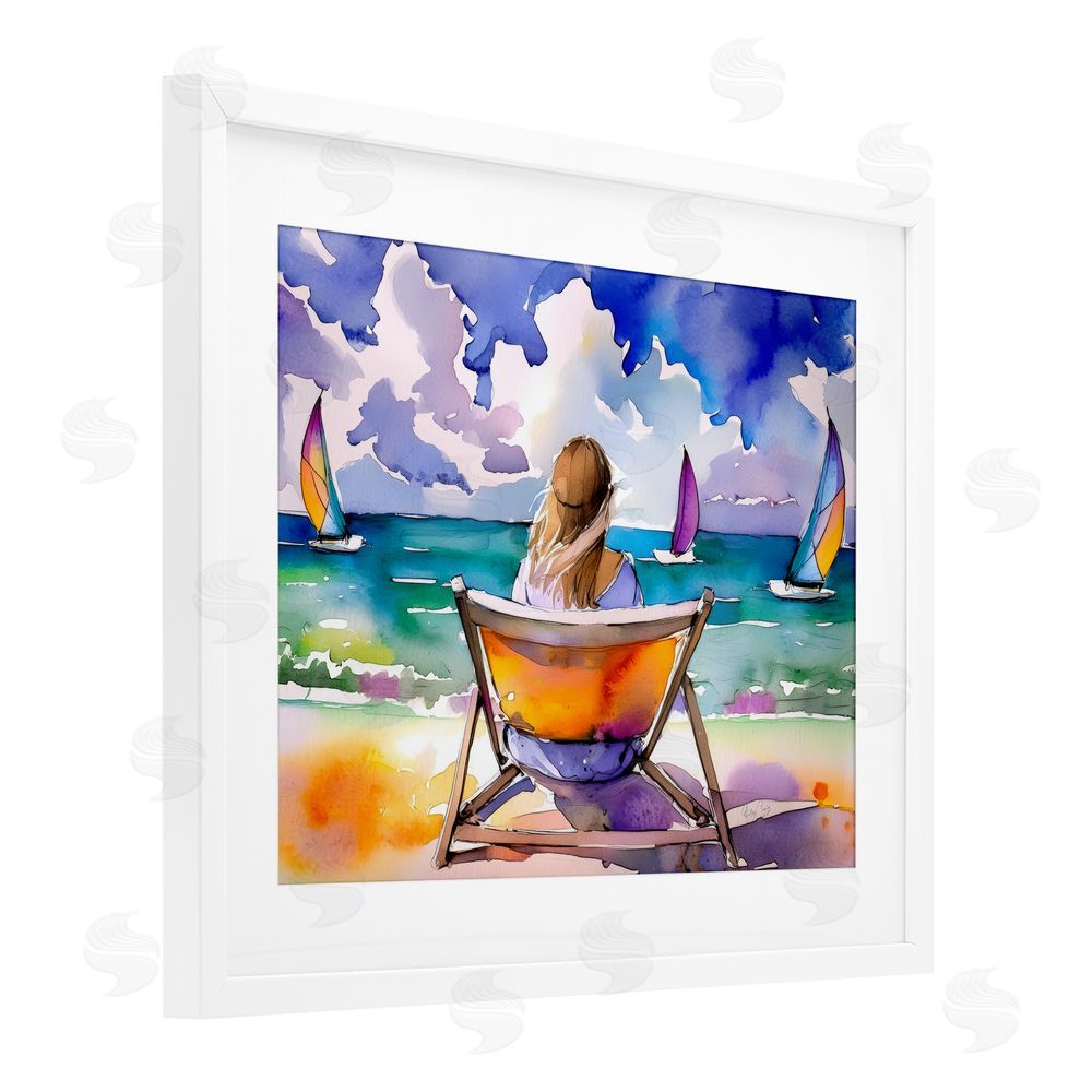 Shelly Craig Front Row to Paradise White Framed Print Under Glass Wall Art