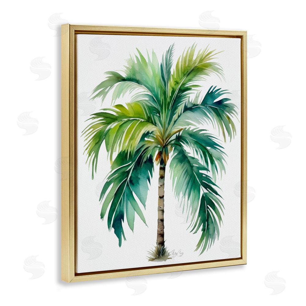 Shelly Craig Lagoon Majesty Palm Gold Floating Frame Canvas Wall Art Print