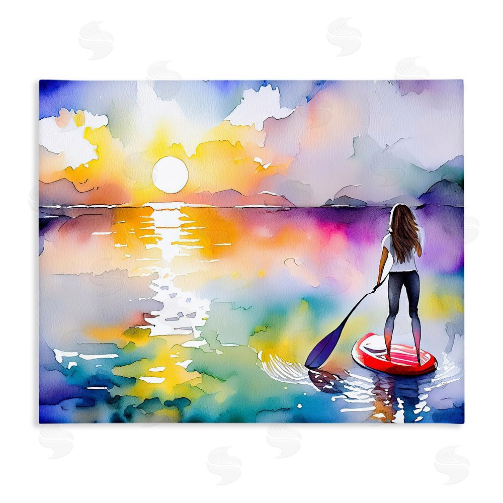 Shelly Craig Sunset Paddle Drift Stretched Canvas Wall Art Print