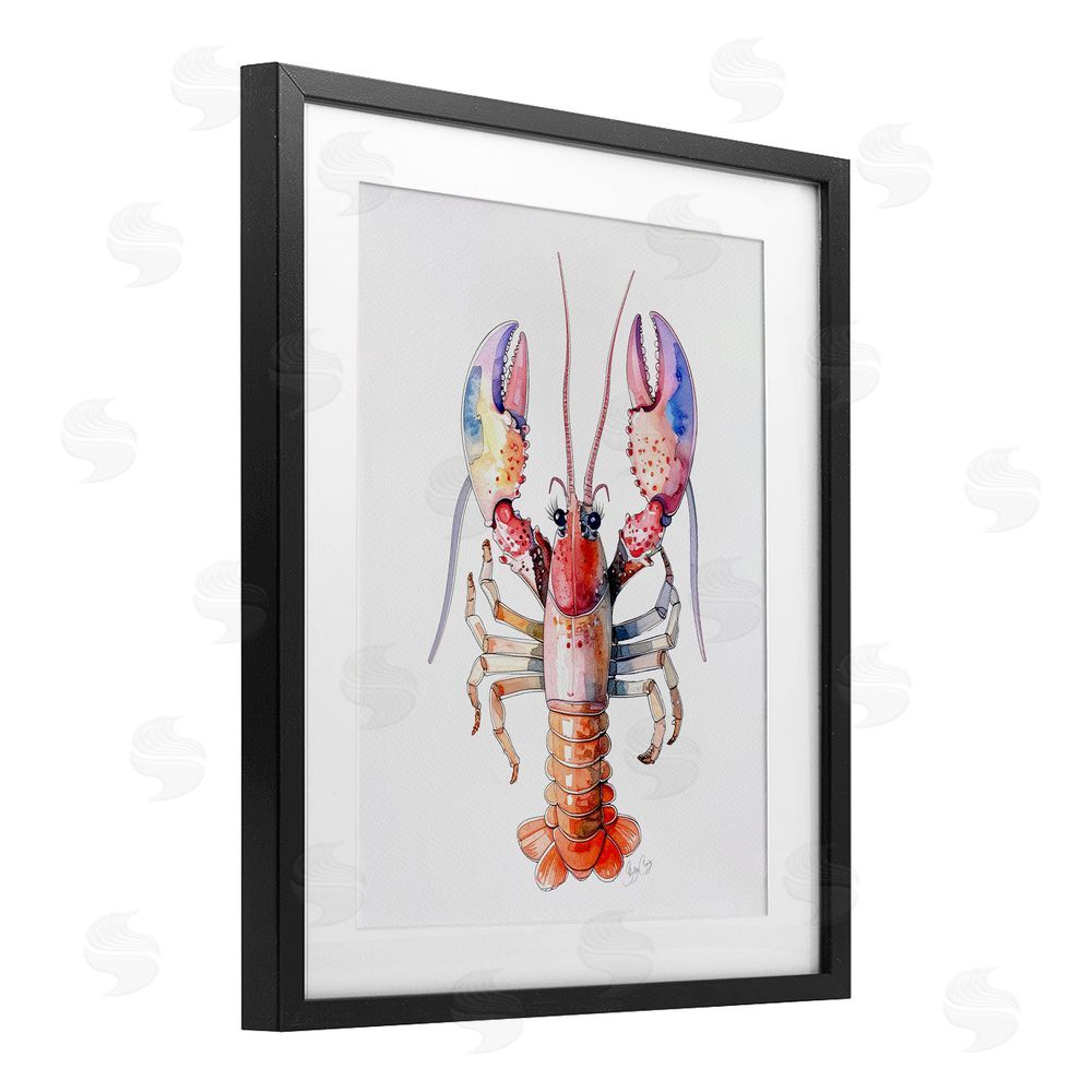 Shelly Craig Coral Claw Lobster Black Framed Print Under Glass Wall Art