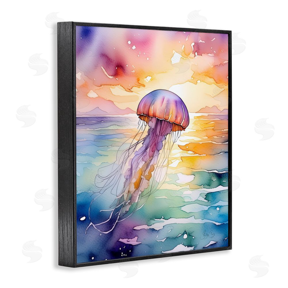 Shelly Craig Celestial Drift Jellyfish Black Framed Giclee Wall Art Print
