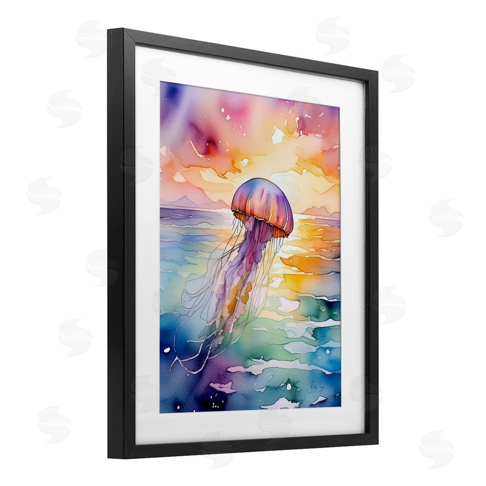 Shelly Craig Celestial Drift Jellyfish Black Framed Print Under Glass Wall Art