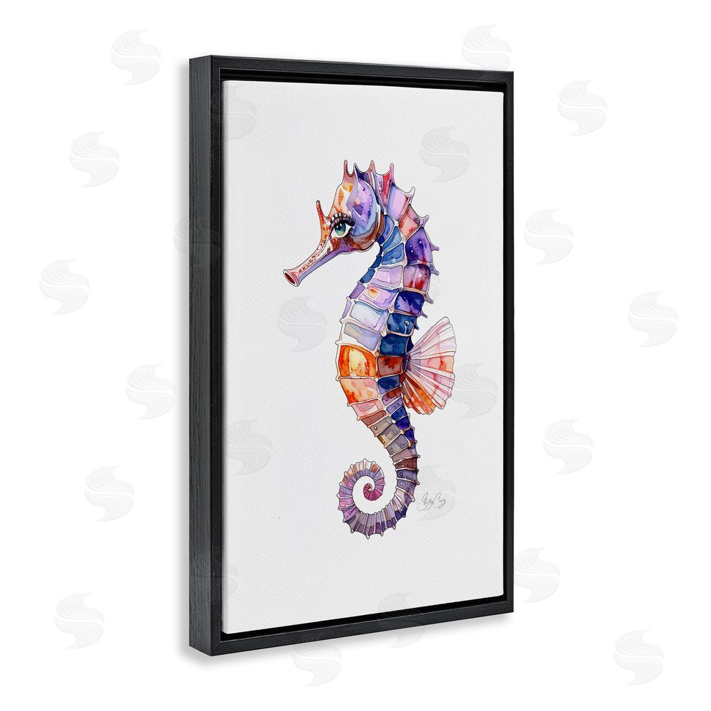 Shelly Craig Sea Whisper Seahorse Black Floating Frame Canvas Wall Art Print