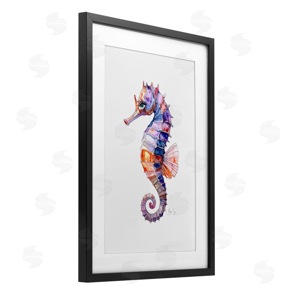 Shelly Craig Sea Whisper Seahorse Black Framed Print Under Glass Wall Art