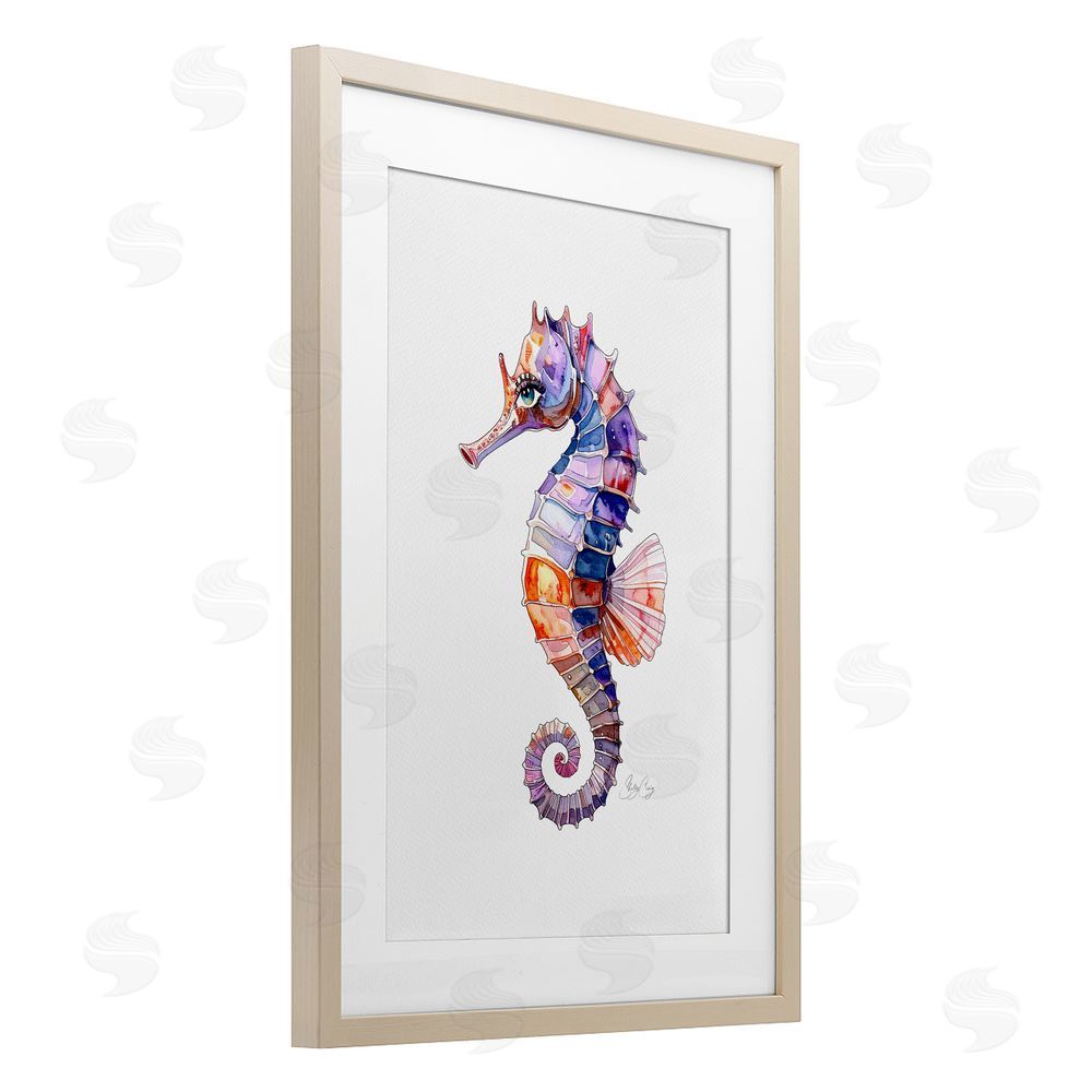 Shelly Craig Sea Whisper Seahorse Brown Framed Print Under Glass Wall Art