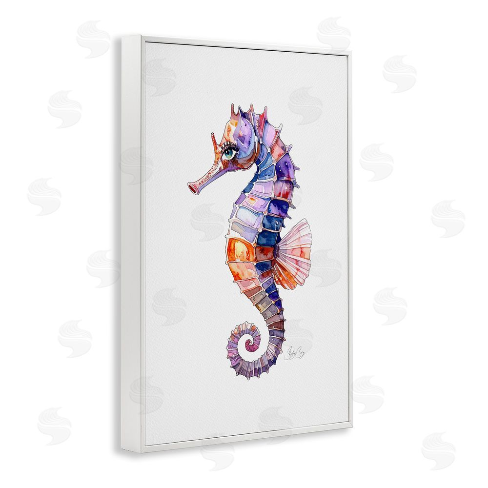 Shelly Craig Sea Whisper Seahorse White Framed Giclee Wall Art Print