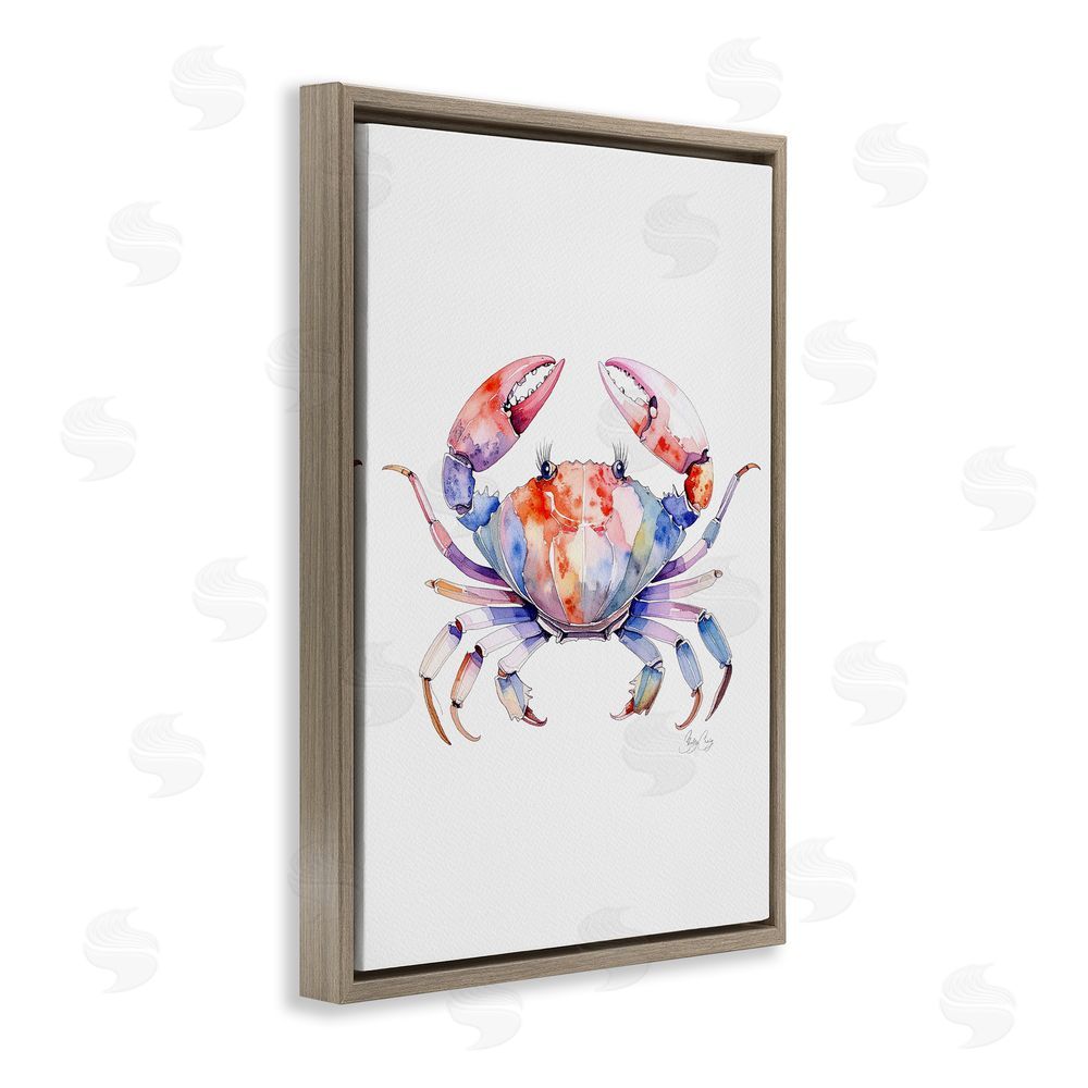 Shelly Craig Tide Dancer Crab Brown Floating Frame Canvas Wall Art Print