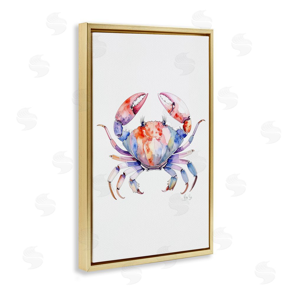 Shelly Craig Tide Dancer Crab Gold Floating Frame Canvas Wall Art Print