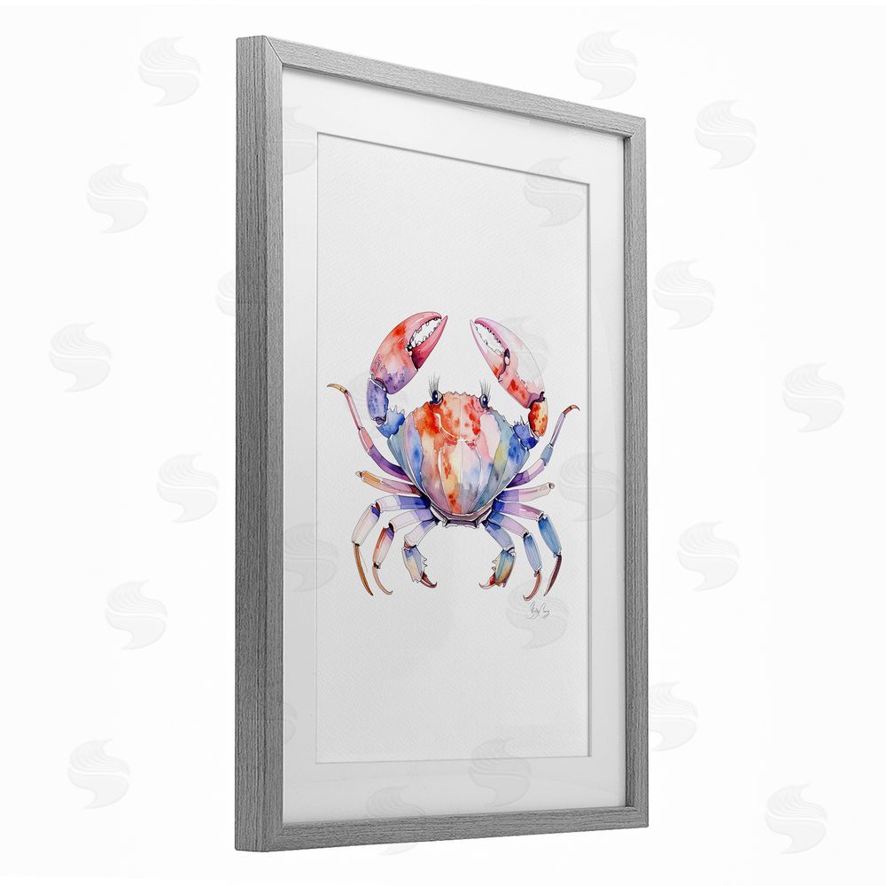 Shelly Craig Tide Dancer Crab Gray Framed Print Under Glass Wall Art