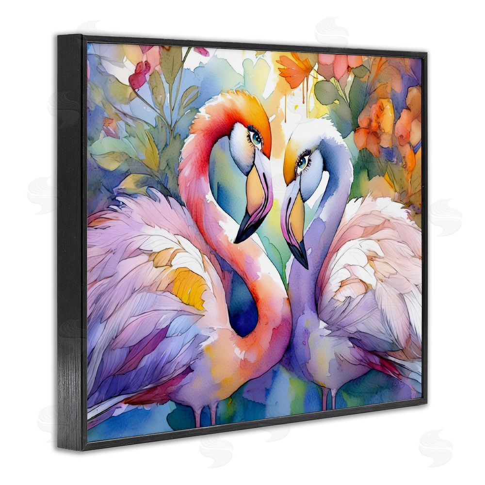 Shelly Craig Flamingo Love Pair Black Framed Giclee Wall Art Print