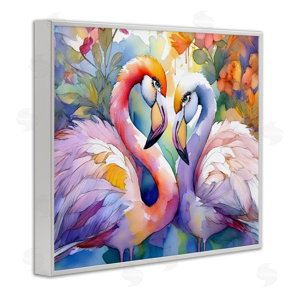 Shelly Craig Flamingo Love Pair White Framed Giclee Wall Art Print