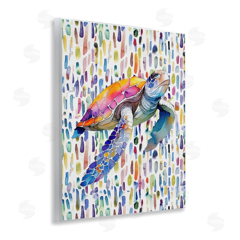 Shelly Craig Turtle on Colorful Dots Wooden Wall Plaque Art Print