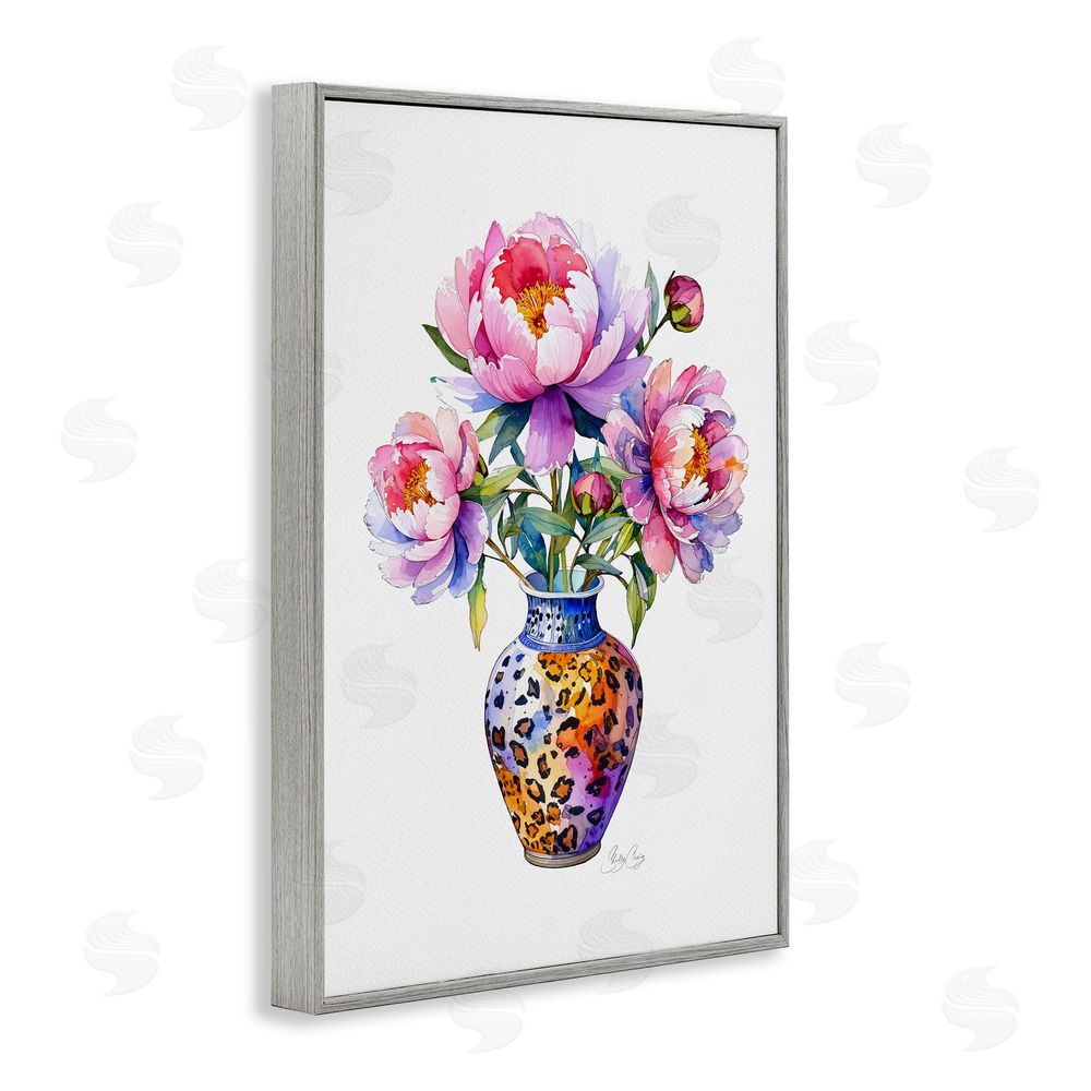 Shelly Craig Fierce Blooms Flower Vase Gray Framed Giclee Wall Art Print