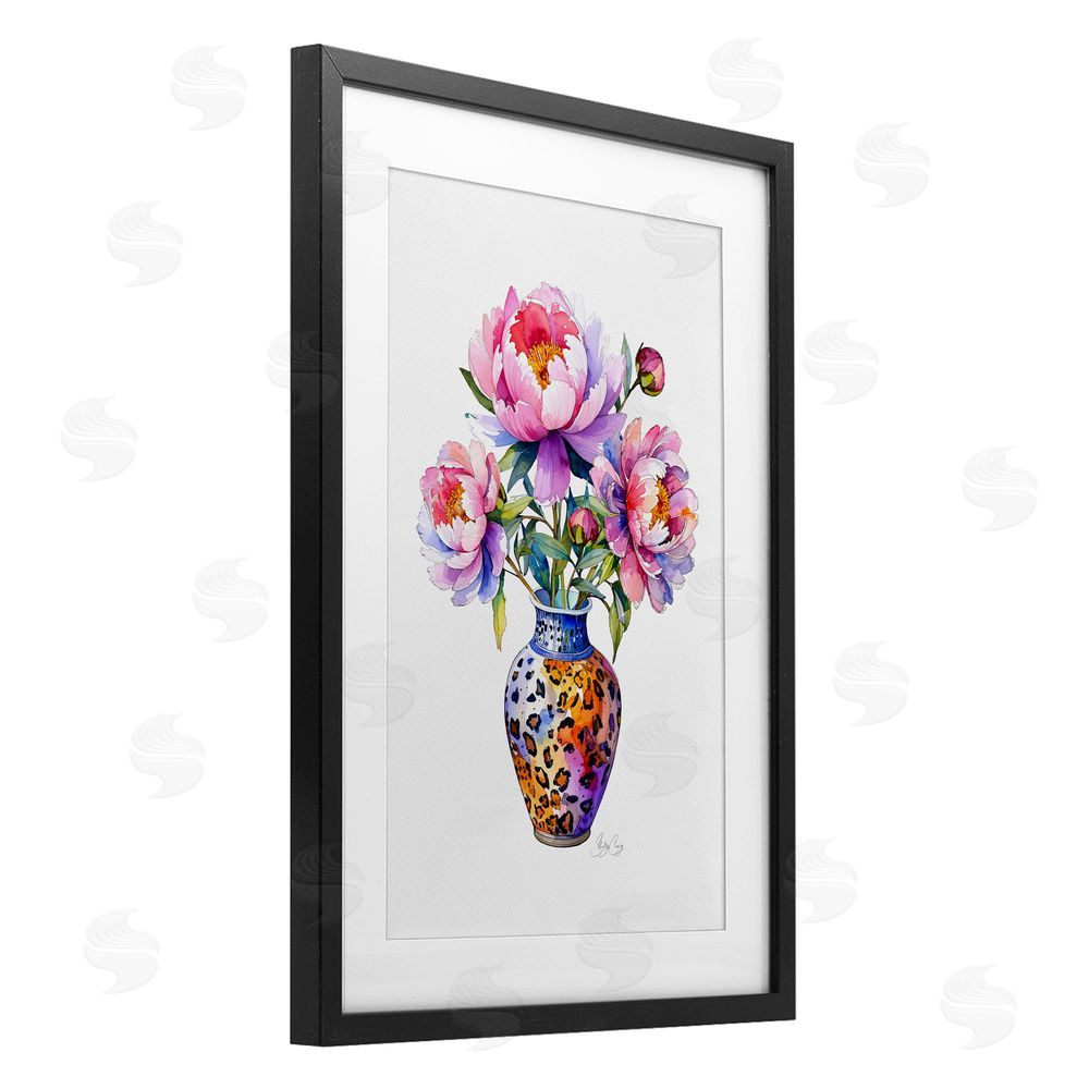 Shelly Craig Fierce Blooms Flower Vase Black Framed Print Under Glass Wall Art