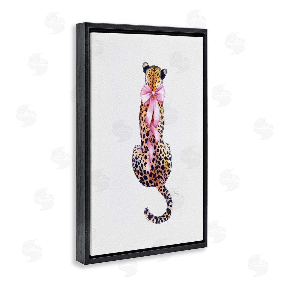 Shelly Craig Poised In Pink Cheetah Black Floating Frame Canvas Wall Art Print