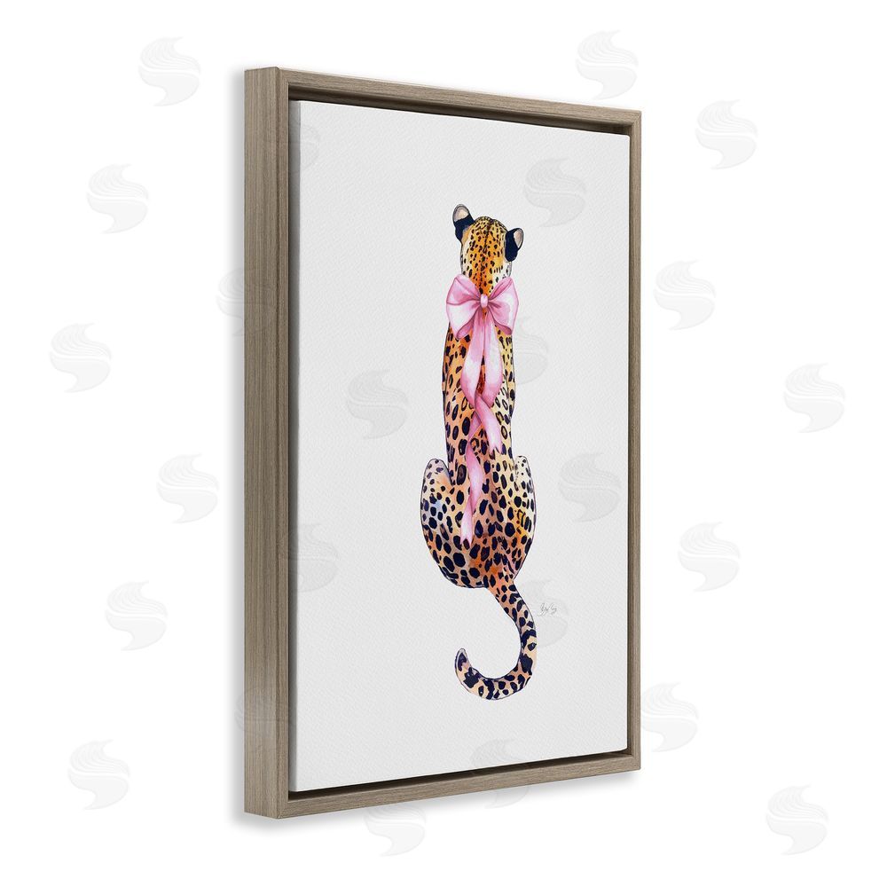 Shelly Craig Poised In Pink Cheetah Brown Floating Frame Canvas Wall Art Print