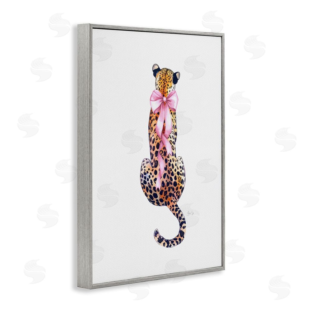 Shelly Craig Poised In Pink Cheetah Gray Framed Giclee Wall Art Print