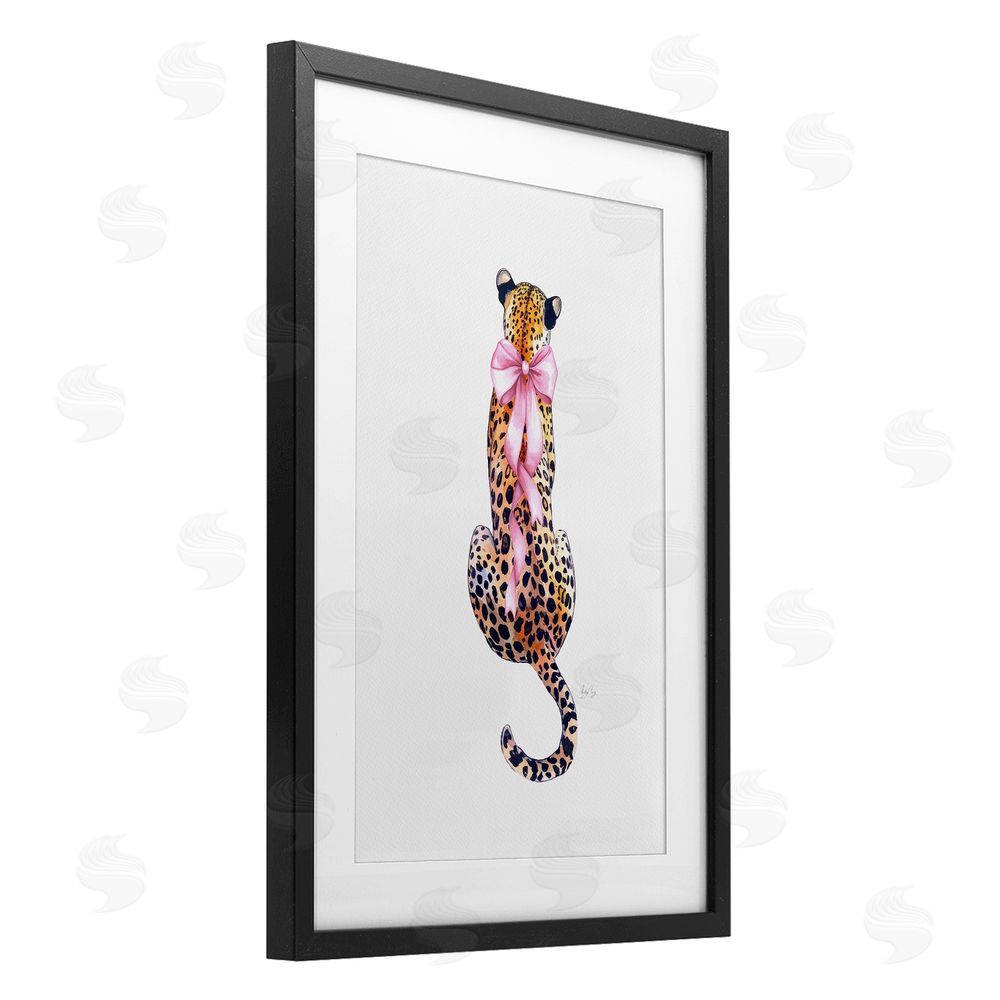 Shelly Craig Poised In Pink Cheetah Black Framed Print Under Glass Wall Art