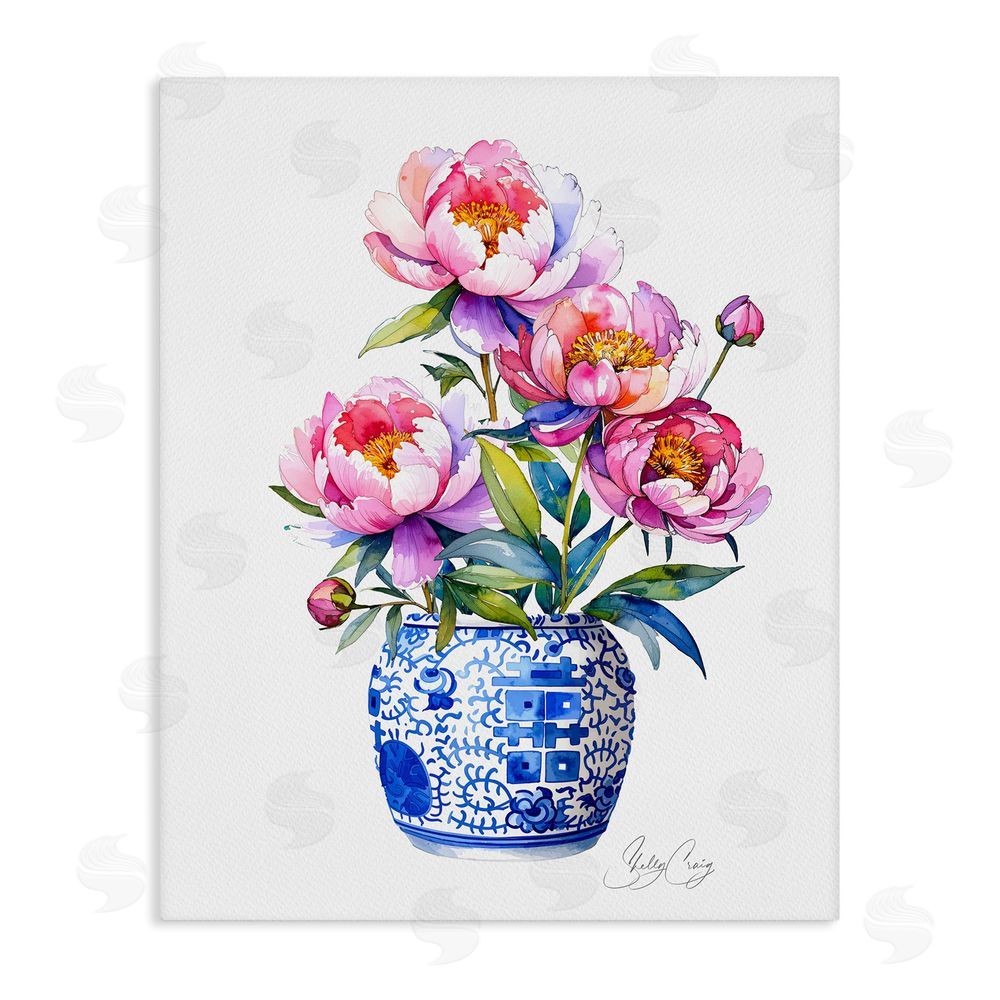 Shelly Craig Blue Dynasty Blooms Stretched Canvas Wall Art Print