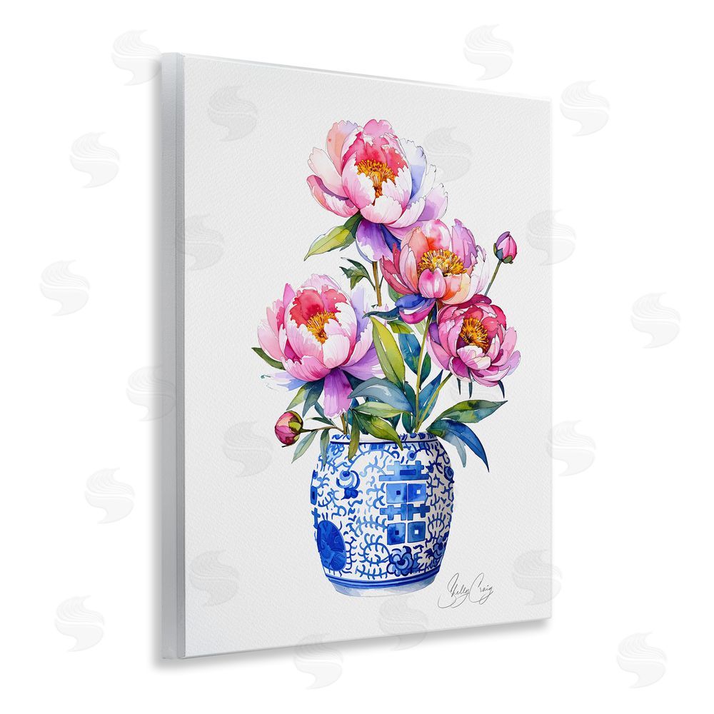 Shelly Craig Blue Dynasty Blooms Wooden Wall Plaque Art Print