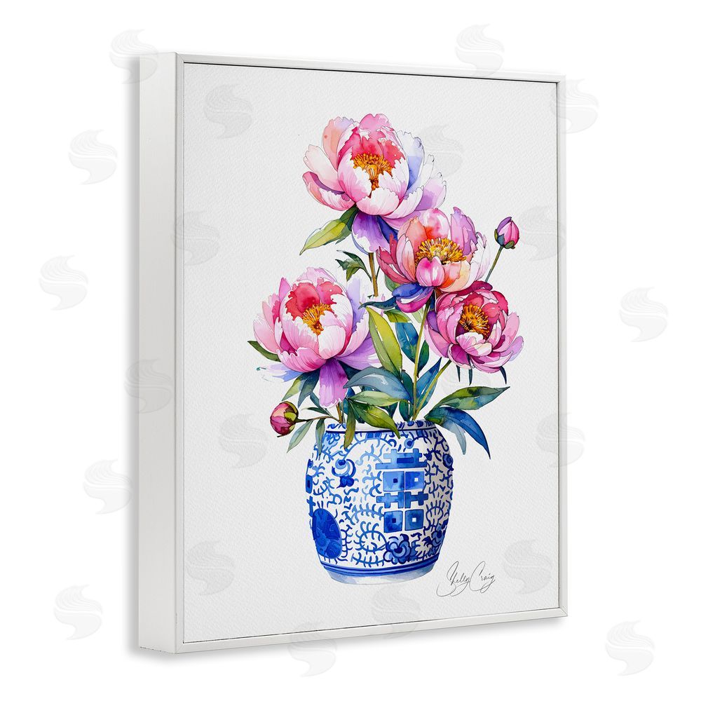 Shelly Craig Blue Dynasty Blooms White Framed Giclee Wall Art Print
