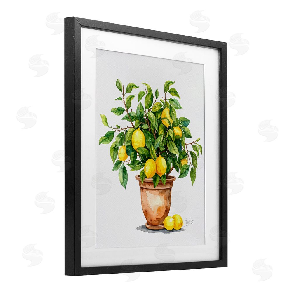 Shelly Craig Potted Lemon Tree Black Framed Print Under Glass Wall Art