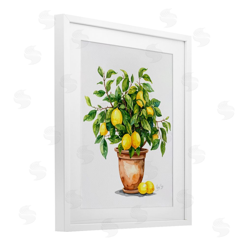 Shelly Craig Potted Lemon Tree White Framed Print Under Glass Wall Art
