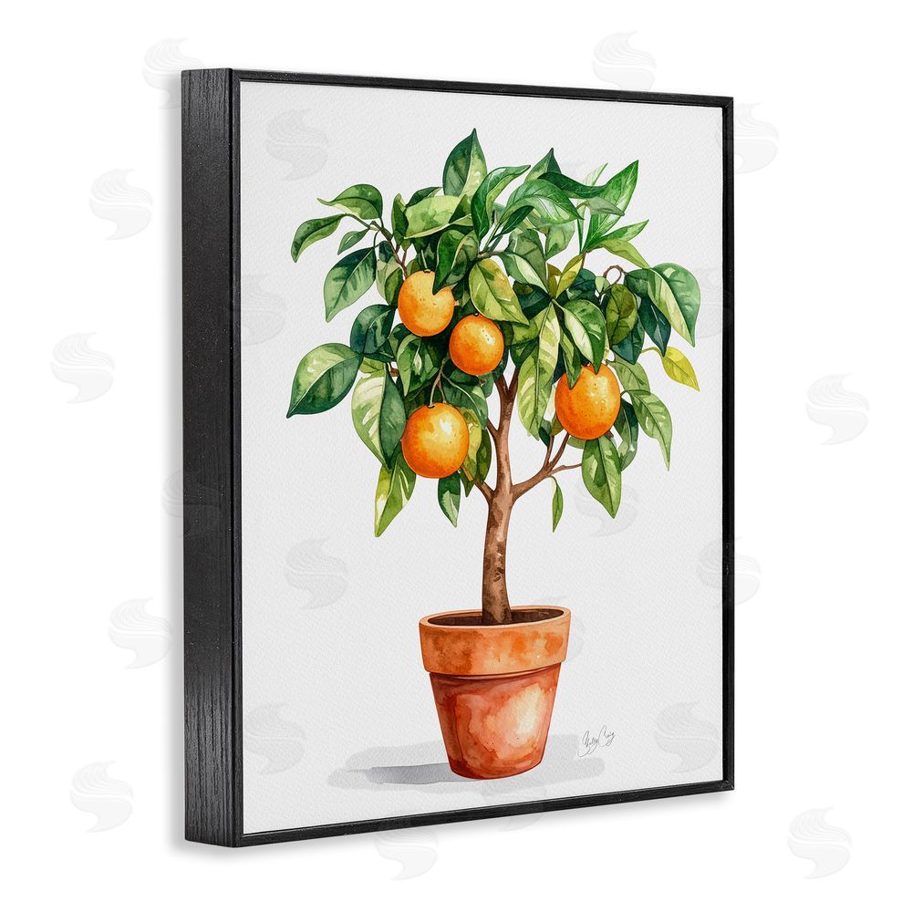 Shelly Craig Potted Orange Tree Black Framed Giclee Wall Art Print