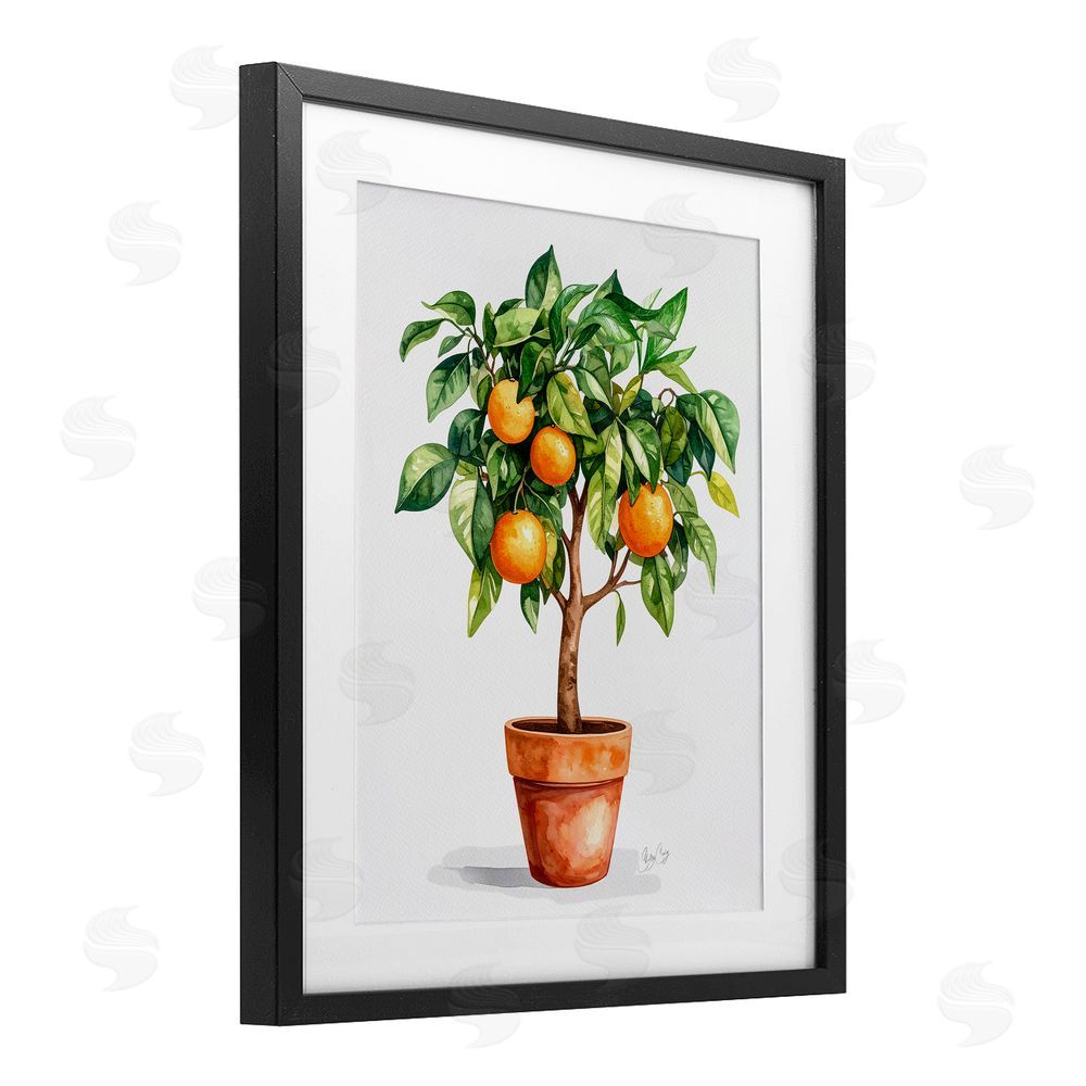 Shelly Craig Potted Orange Tree Black Framed Print Under Glass Wall Art