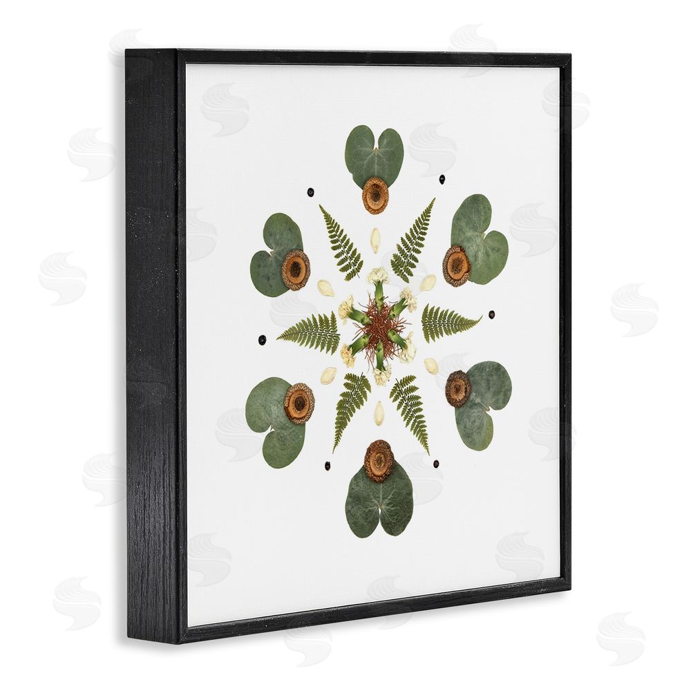 Beth Adoette Lily Pad & Fern Mandala Black Framed Giclee Wall Art Print
