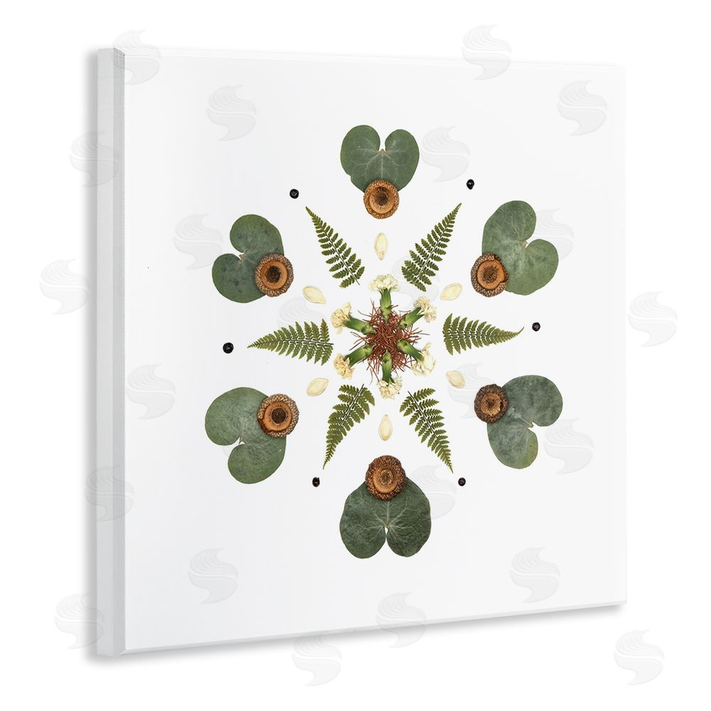 Beth Adoette Lily Pad & Fern Mandala Wooden Wall Plaque Art Print