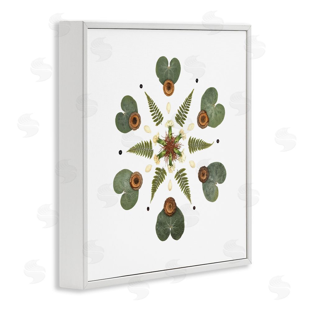 Beth Adoette Lily Pad & Fern Mandala White Framed Giclee Wall Art Print