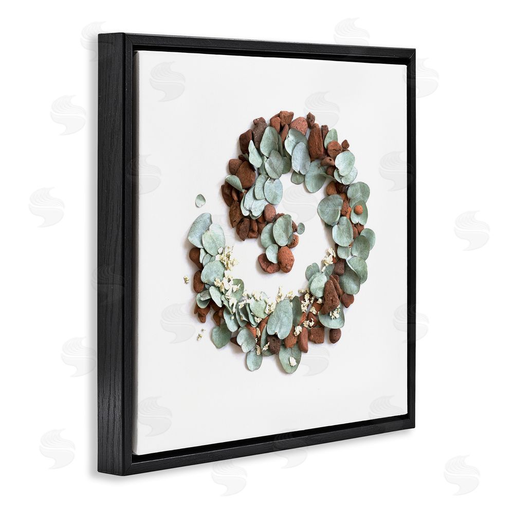 Beth Adoette Eucalyptus & Pebbles Spiral Black Floating Frame Canvas Wall Art Print