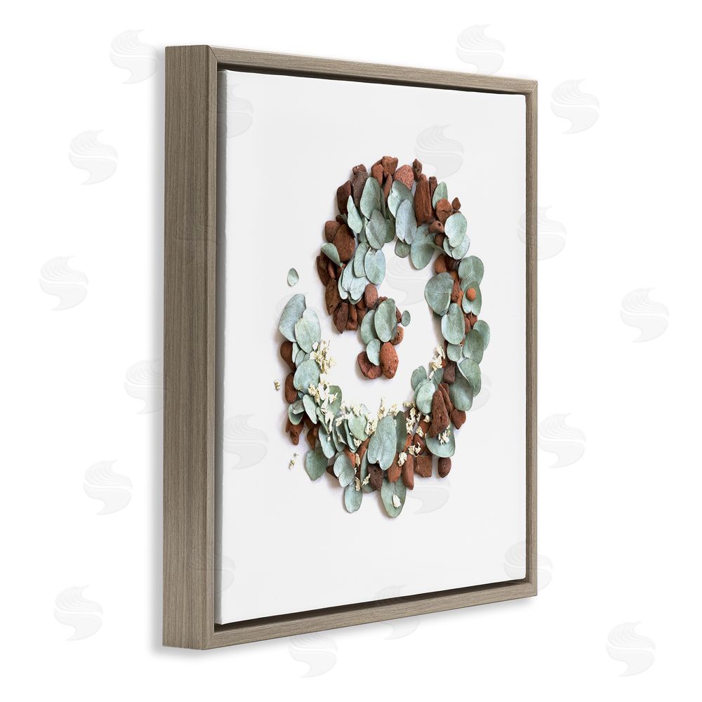 Beth Adoette Eucalyptus & Pebbles Spiral Brown Floating Frame Canvas Wall Art Print