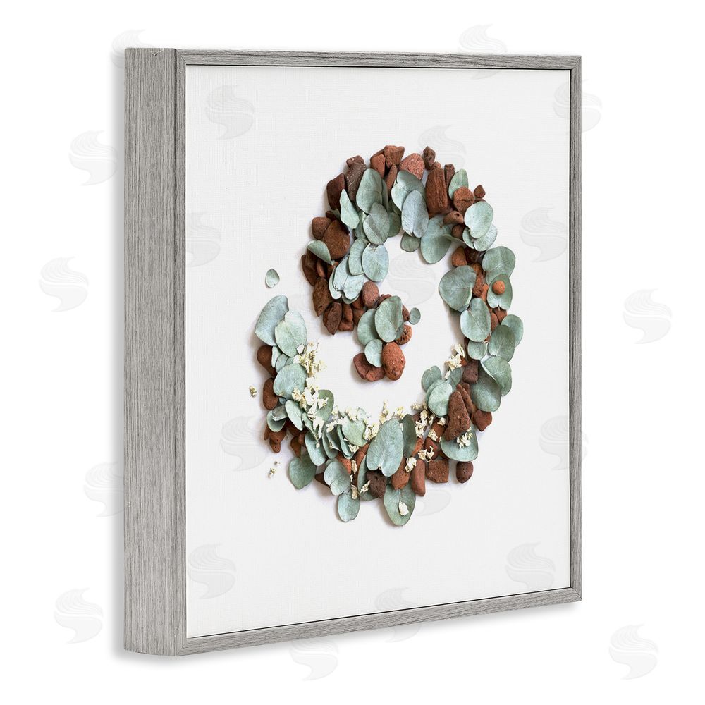 Beth Adoette Eucalyptus & Pebbles Spiral Gray Framed Giclee Wall Art Print