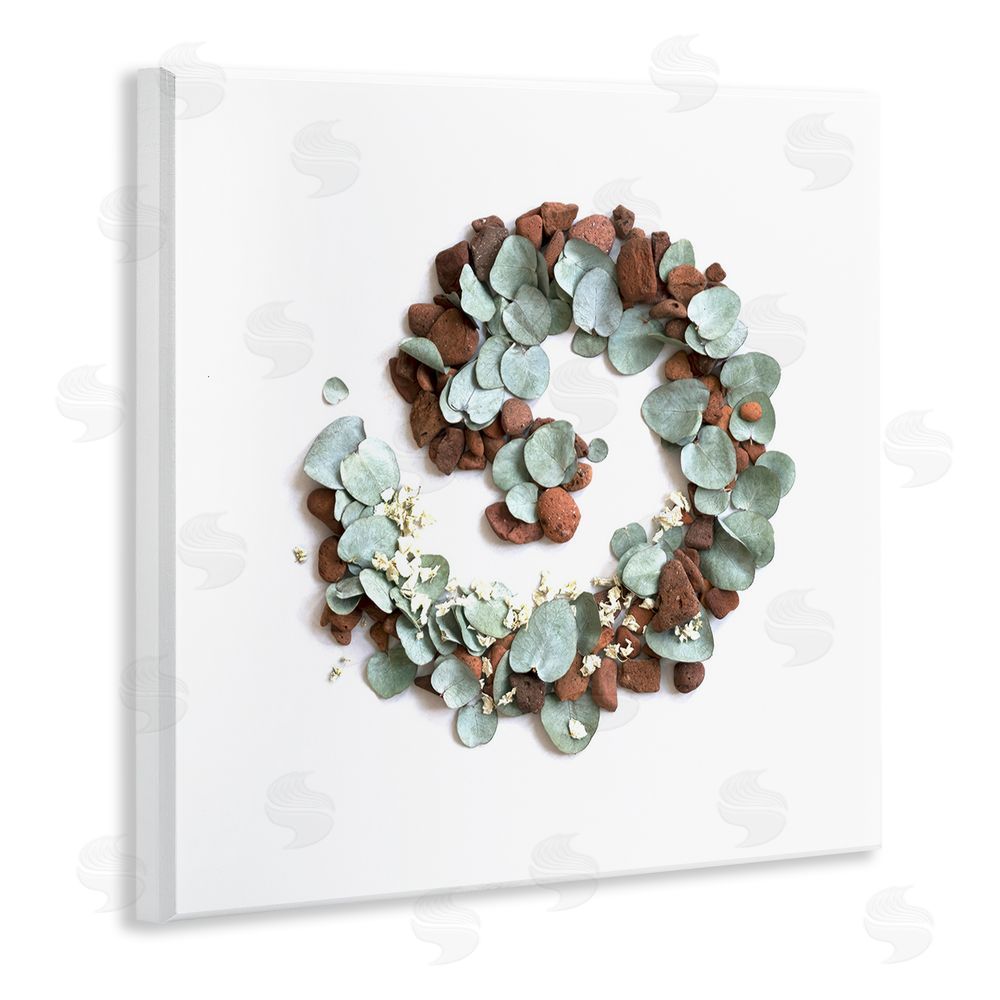 Beth Adoette Eucalyptus & Pebbles Spiral Wooden Wall Plaque Art Print