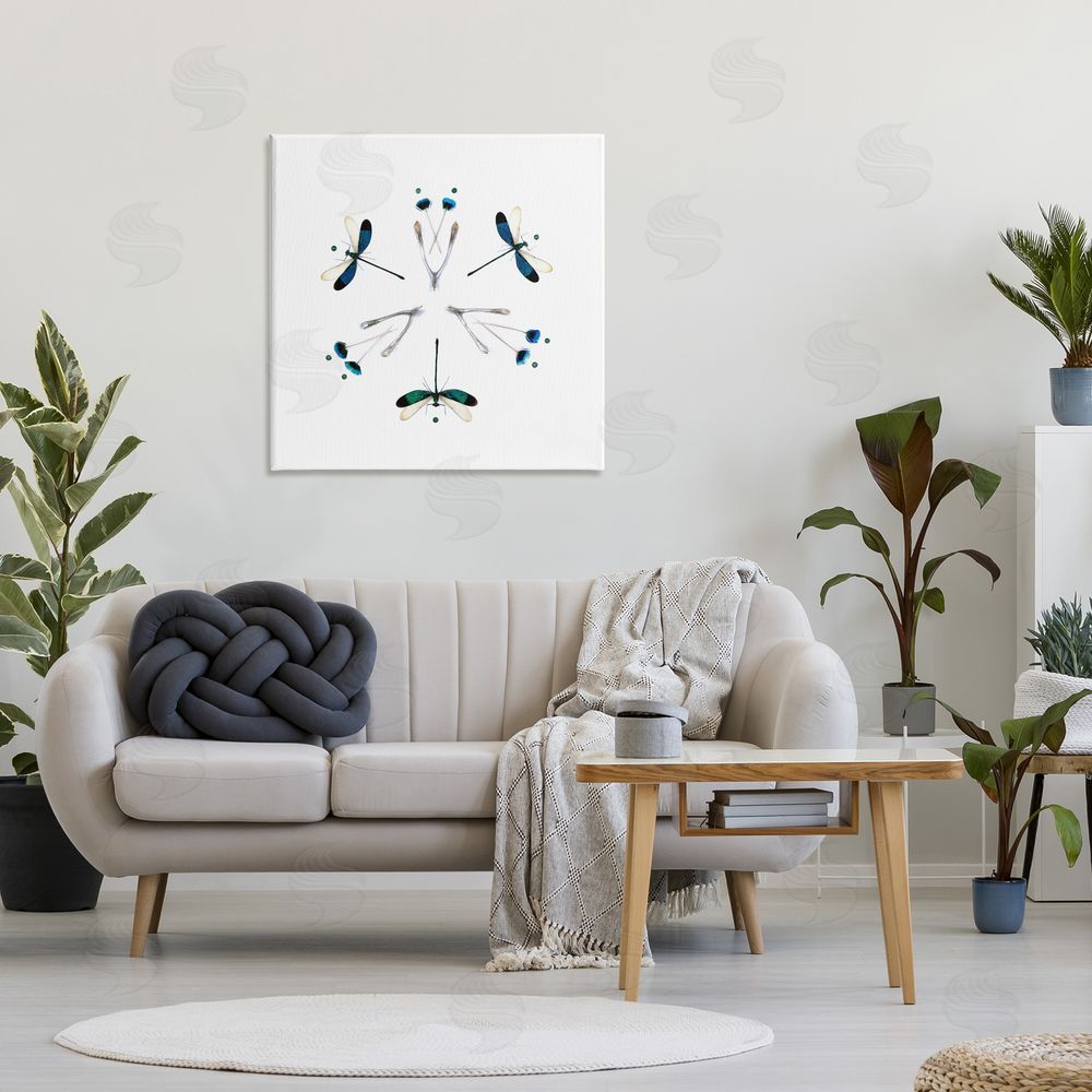 Beth Adoette Simple Dragonfly Symmetry Stretched Canvas Wall Art in Room