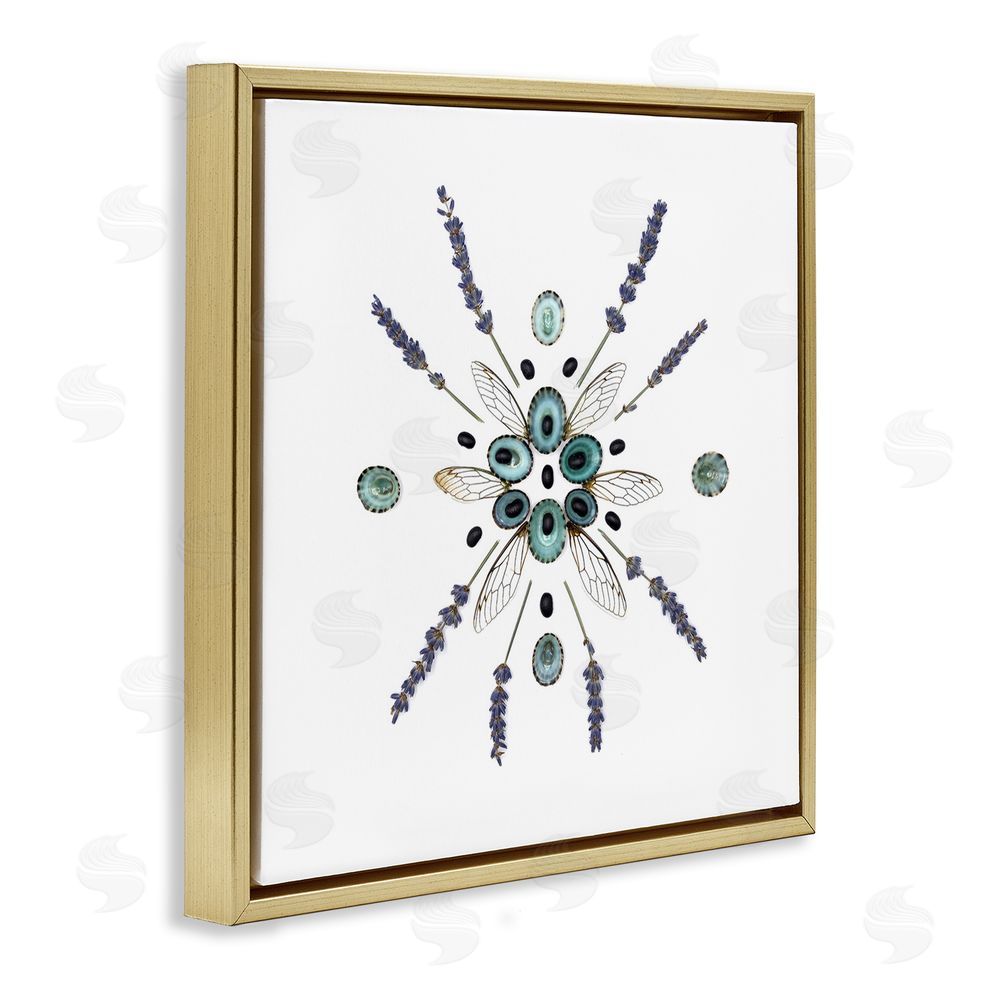 Beth Adoette Lavender & Delicate Wings Gold Floating Frame Canvas Wall Art Print