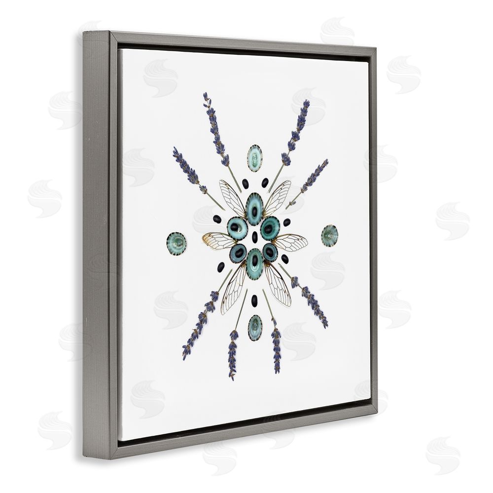 Beth Adoette Lavender & Delicate Wings Gray Floating Frame Canvas Wall Art Print