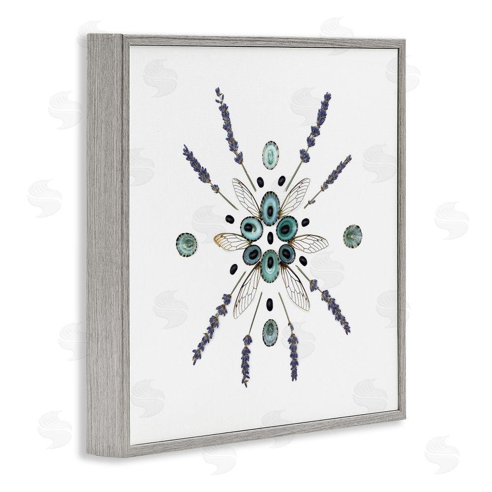 Beth Adoette Lavender & Delicate Wings Gray Framed Giclee Wall Art Print