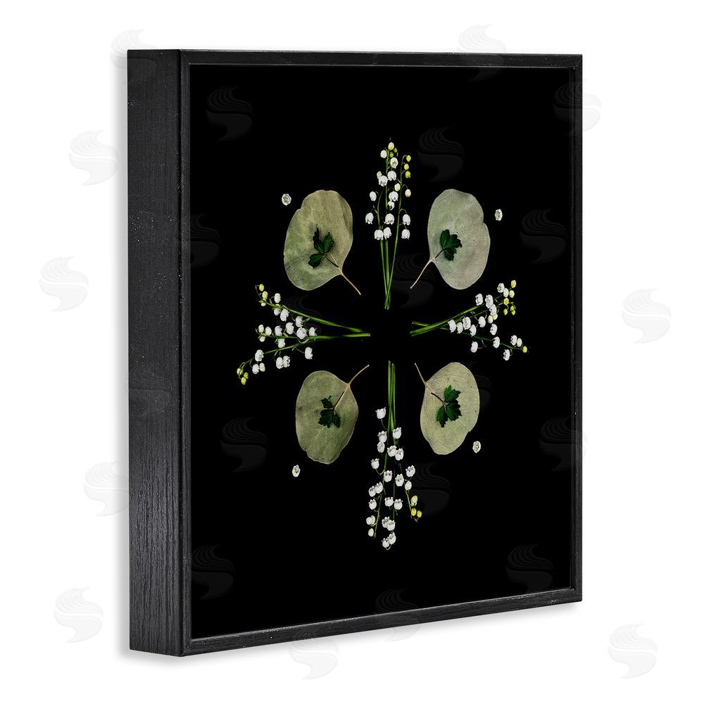 Beth Adoette Leaves & Wildflowers on Black Black Framed Giclee Wall Art Print