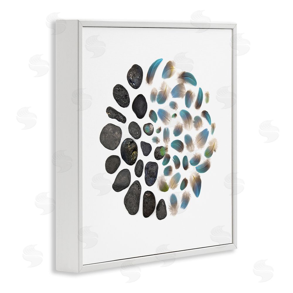 Beth Adoette Feathers & Rocks Collection White Framed Giclee Wall Art Print