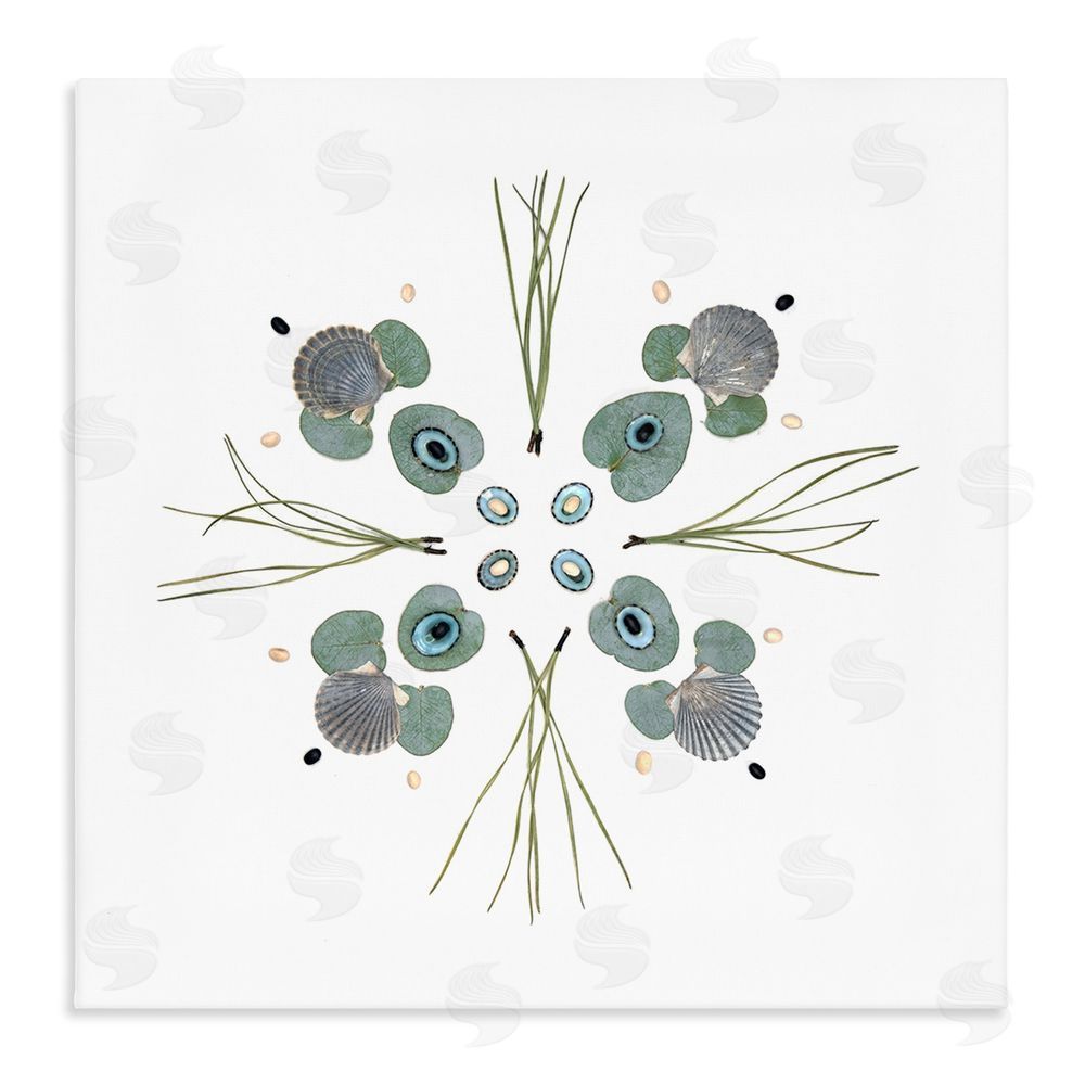 Beth Adoette Seashell & Leaf Symmetry Stretched Canvas Wall Art Print