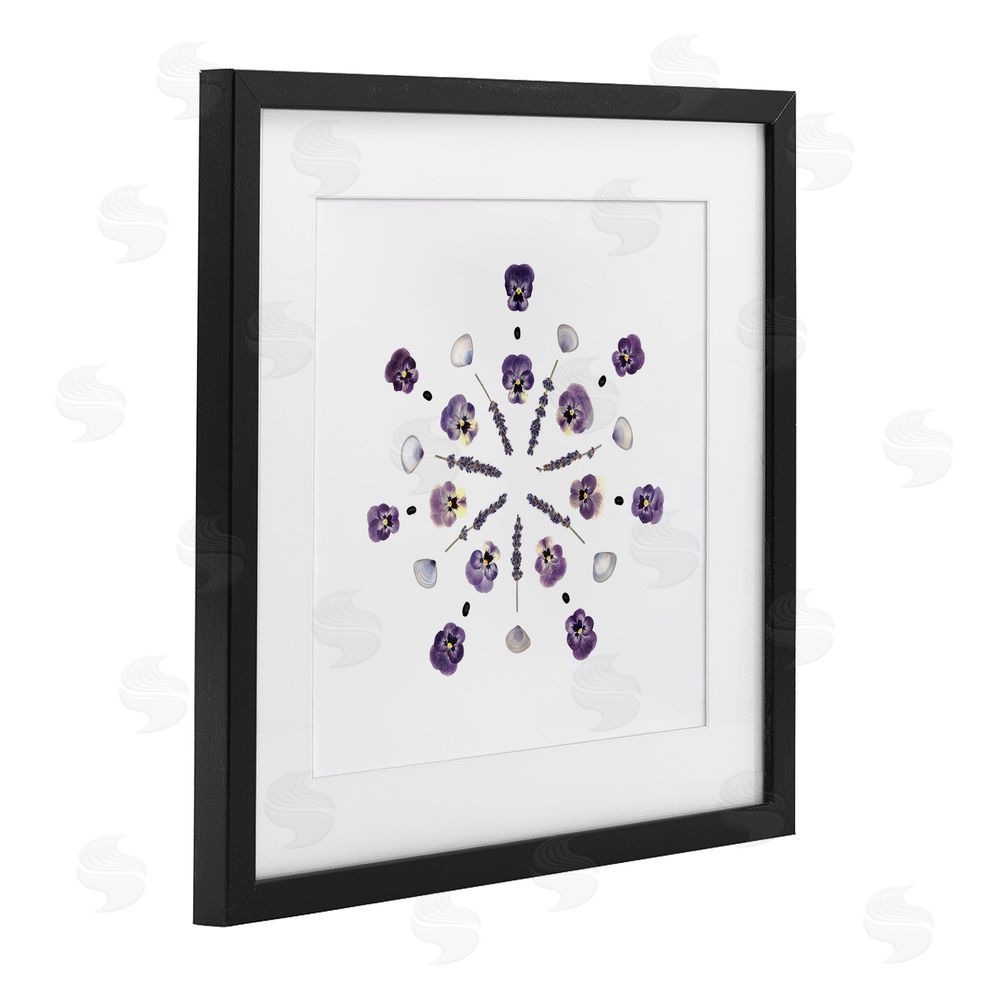 Beth Adoette Pansies & Lavender Symmetry Black Framed Print Under Glass Wall Art